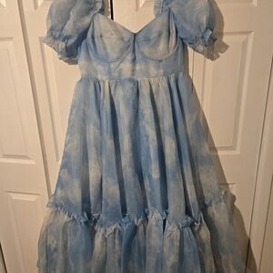 Selkie Blue Cloud Maxi Dress